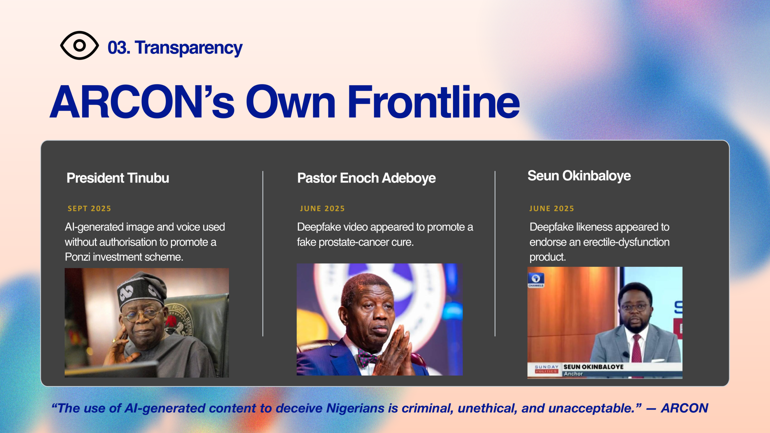 ARCON Frontline Deepfake Enforcement Cases in Nigeria