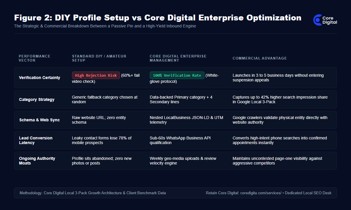 DIY Profile Setup vs Core Digital Enterprise Optimization Comparison Matrix