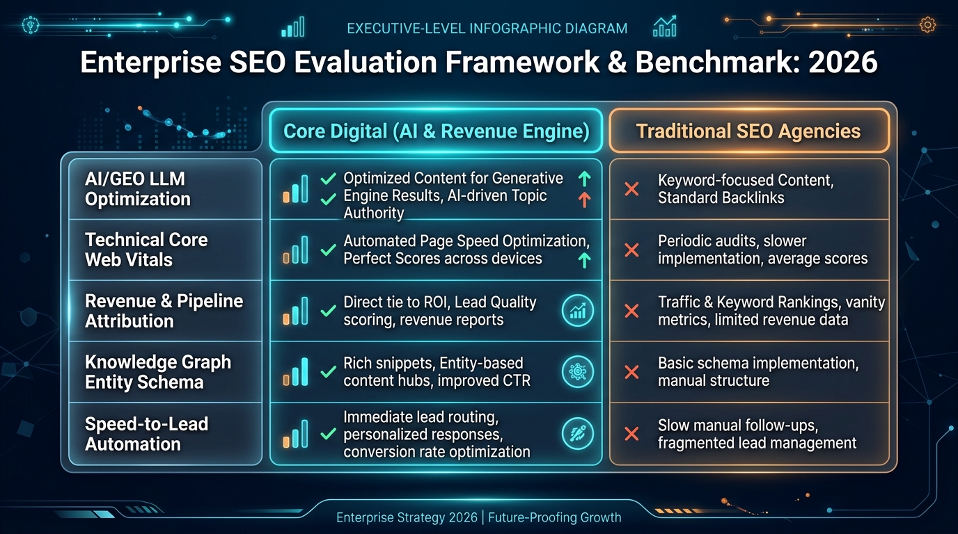 Enterprise SEO Agency Evaluation Framework Core Digital vs Traditional Agencies