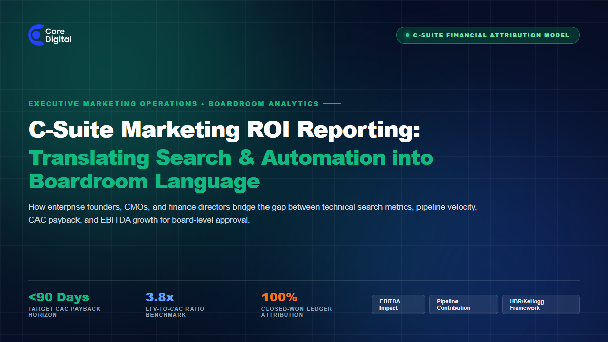 C-Suite Marketing ROI Reporting Boardroom Search and AI Metrics Core Digital