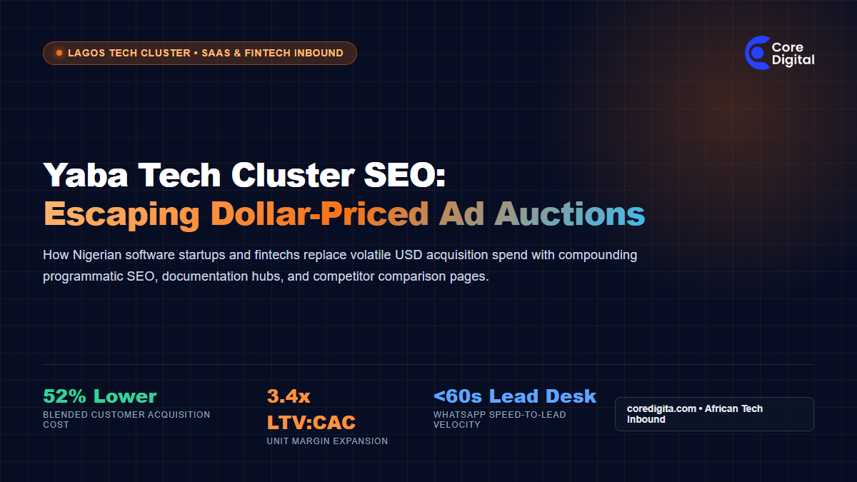 Yaba Tech Cluster SEO How Nigerian Tech Startups Escape Dollar Priced Ad Auctions Core Digital