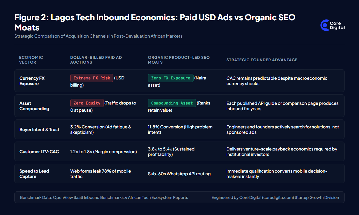 Lagos Tech Inbound Economics Paid USD Ads vs Organic SEO Moats Core Digital